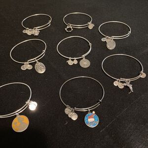 Alex And Ani Lot Of 8 Expandable Charm Bracelets Silver Tone